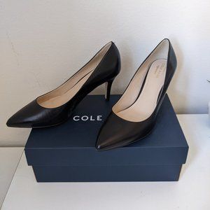 NWT COLE HAAN JULIANA PUMPS Black Leather Heels Size 7.5
